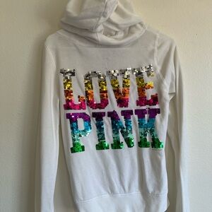 PINK Victoria's Secret White Hoodie Sweater